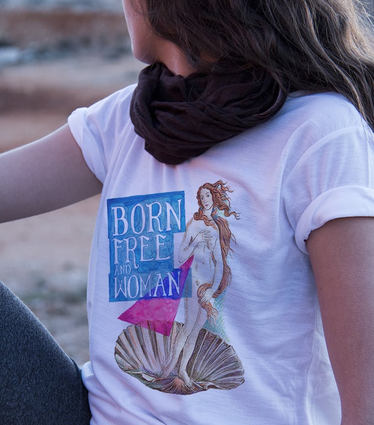 Camiseta Born free and woman